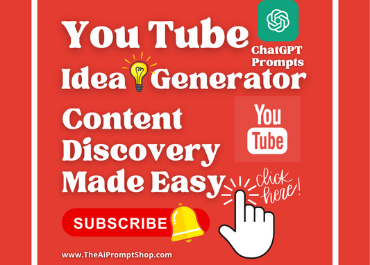 ChatGPT You Tube Idea Generator | Fuel your You Tube Journey & Discover New Ideas | AI | Digital Download | Instant Access |