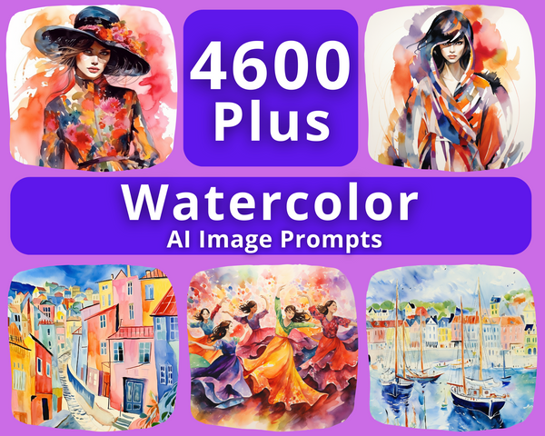 For watercolor art in a colorful style created from an AI image prompt.