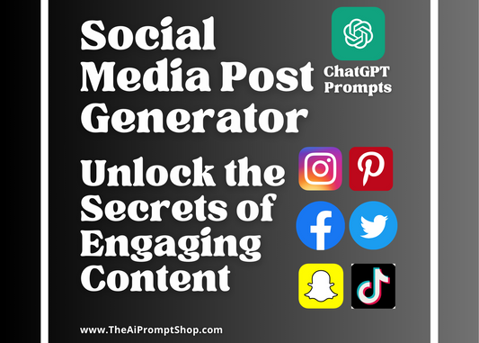 ChatGPT Social Media Post Generator | TikTok | Facebook | Pinterest | Twitter | Instagram | Instant Access