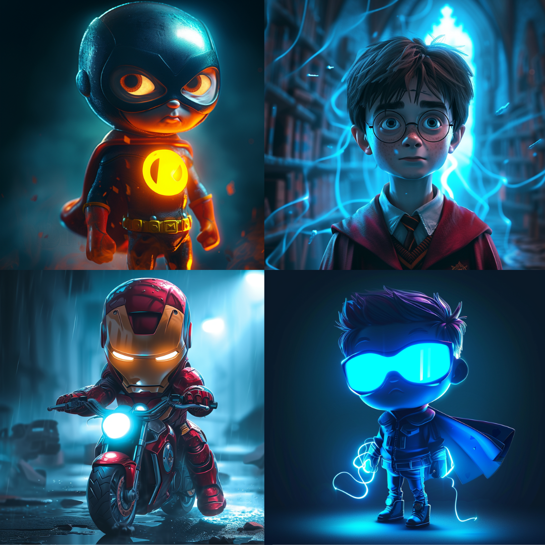 Neon Heroics Illustration AI MidJourney Image Prompt, Character Art, 4178