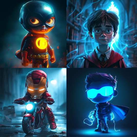 Neon Heroics Illustration AI MidJourney Image Prompt, Character Art, 4178