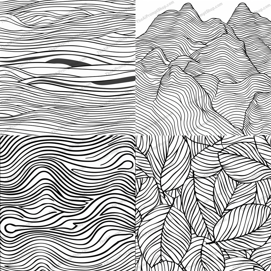 Abstract Line Art AI MidJourney Image Prompt, 8717 Isometrics & Icons, midjourney, abstract, line art, fluid patterns, organic design, intricate lines, decorative art, black and white, modern art, visual art, design element, seamless pattern, dynamic effect, artistic, creative design, elegant lines, minimalistic art, monochrome, fine art, decorative illustration, flowing lines, Midjourney, Ai, Ai Image Prompt, Image Prompt, Prompt