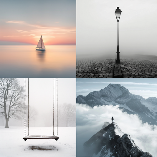 Serene Moments AI MidJourney Image Prompt, 8003autumn, calm, dreamy, evening, landscape, midjourney, minimalism, moonlight, nature, night, peaceful, quiet beauty, reflective, simplicity, soft colors, solitude, stillness, sunset, tranquility