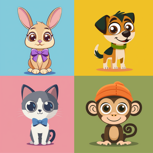 Adorable Cartoon Animal Characters AI MidJourney Image Prompt, 8074