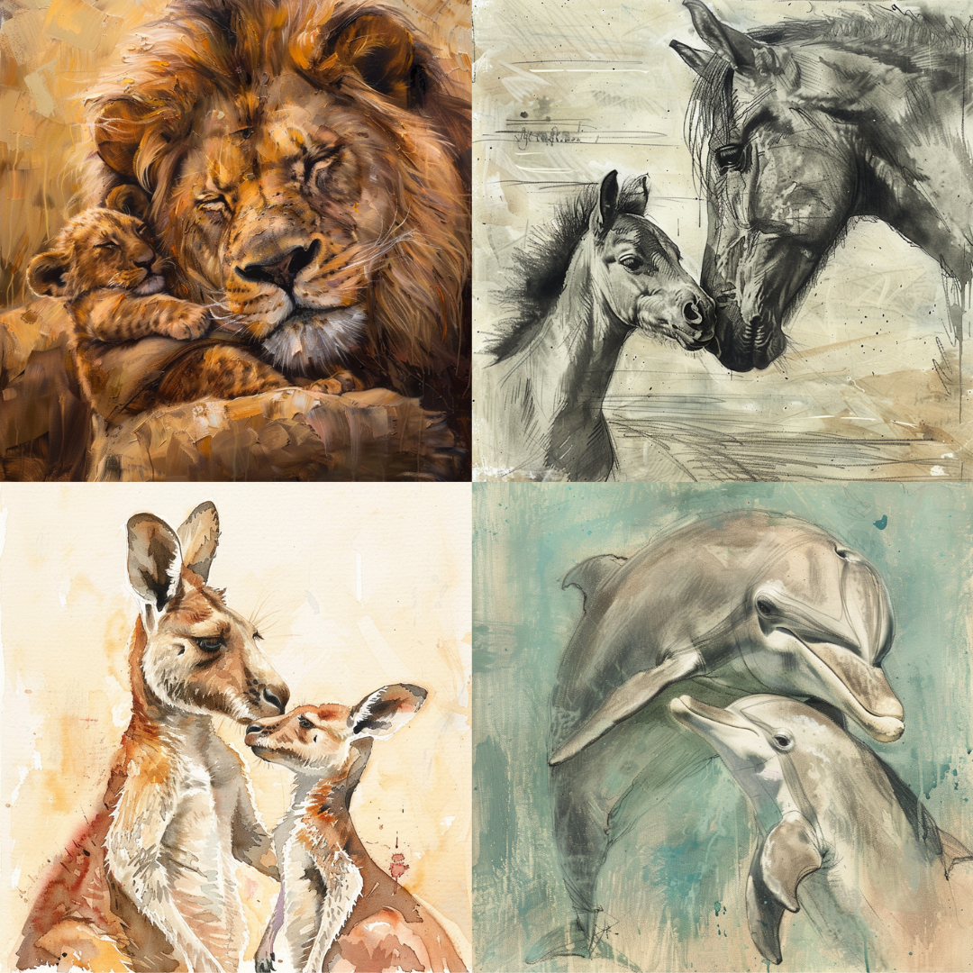 AI MidJourney Image Prompt, Intimate Wildlife Sketches. 4944