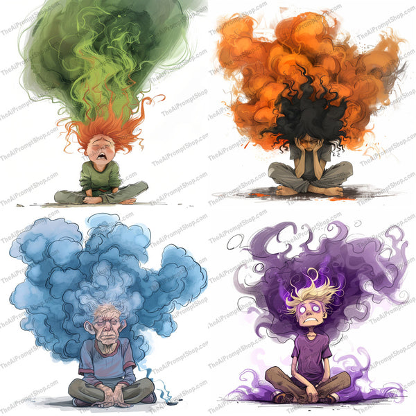 Colorful smoke meditation art in a abstract style created from an AI image prompt.