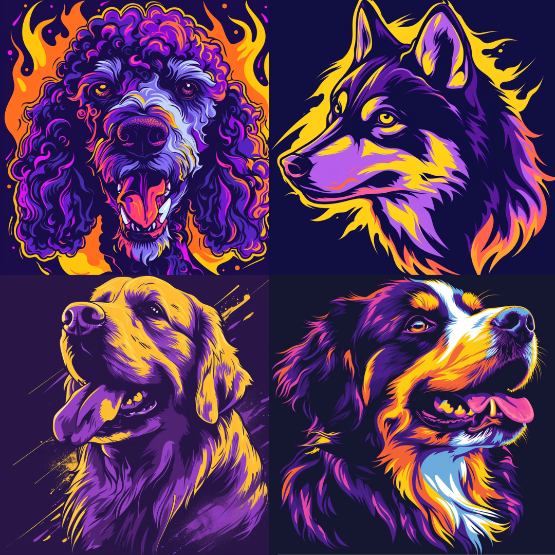 Neon Canine Spirit MidJourney Image Prompt, Character Art, 4189