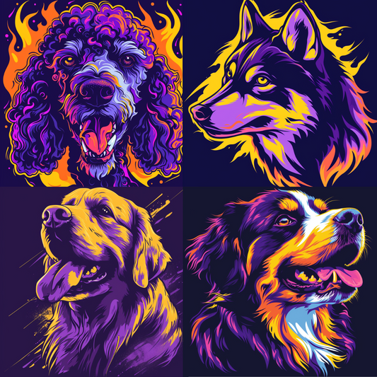 Neon Canine Spirit MidJourney Image Prompt, Character Art, 4189