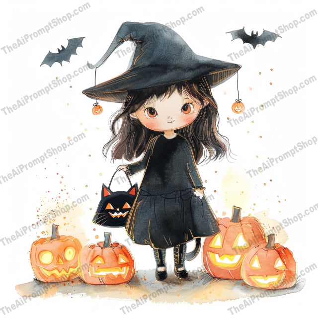 Whimsical Halloween Scenes AI MidJourney Image Prompt, 9064 Holidays, midjourney, Halloween, whimsical, spooky, enchanting, illustration, night, characters, magic, pumpkins, witch, ghost, bats, stars, costumes, fairy, haunted, house, lantern, fall, autumn, Midjourney, Ai, Ai Image Prompt, Image Prompt, Prompt