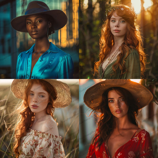 Bohemian Fashion Style AI MidJourney Image Prompt, 9647 Portraits & People, midjourney, bohemian, boho fashion, fashion, style, elegant, flowing fabrics, natural elements, earthy tones, artistic, free-spirited, boho chic, outdoor, nature, summer, hats, accessories, vintage, rustic, hippie, boho girl, fashion photography, Midjourney, Ai, Ai Image Prompt, Image Prompt, Prompt