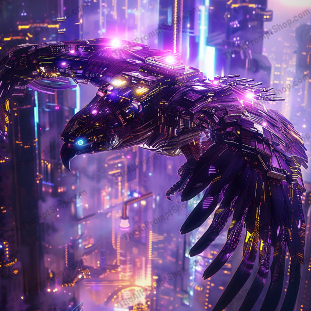 Cybernetic Creatures in Neon Cityscapes AI MidJourney Image Prompt, 8088