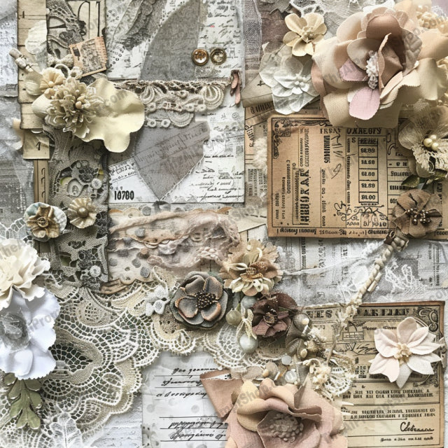 Vintage Scrapbook Background AI MidJourney Image Prompt, 8720 Patterns & Wallpapers, midjourney, vintage, scrapbook, background, collage, antique, papers, lace, floral, embellishments, handwritten, letters, nostalgic, romantic, timeless, crafting, digital, background, aged, decor, artistic, memory, Midjourney, Ai, Ai Image Prompt, Image Prompt, Prompt