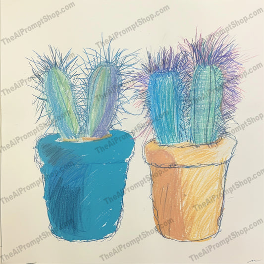 Vibrant potted plants art in a anime style created from an AI image prompt.