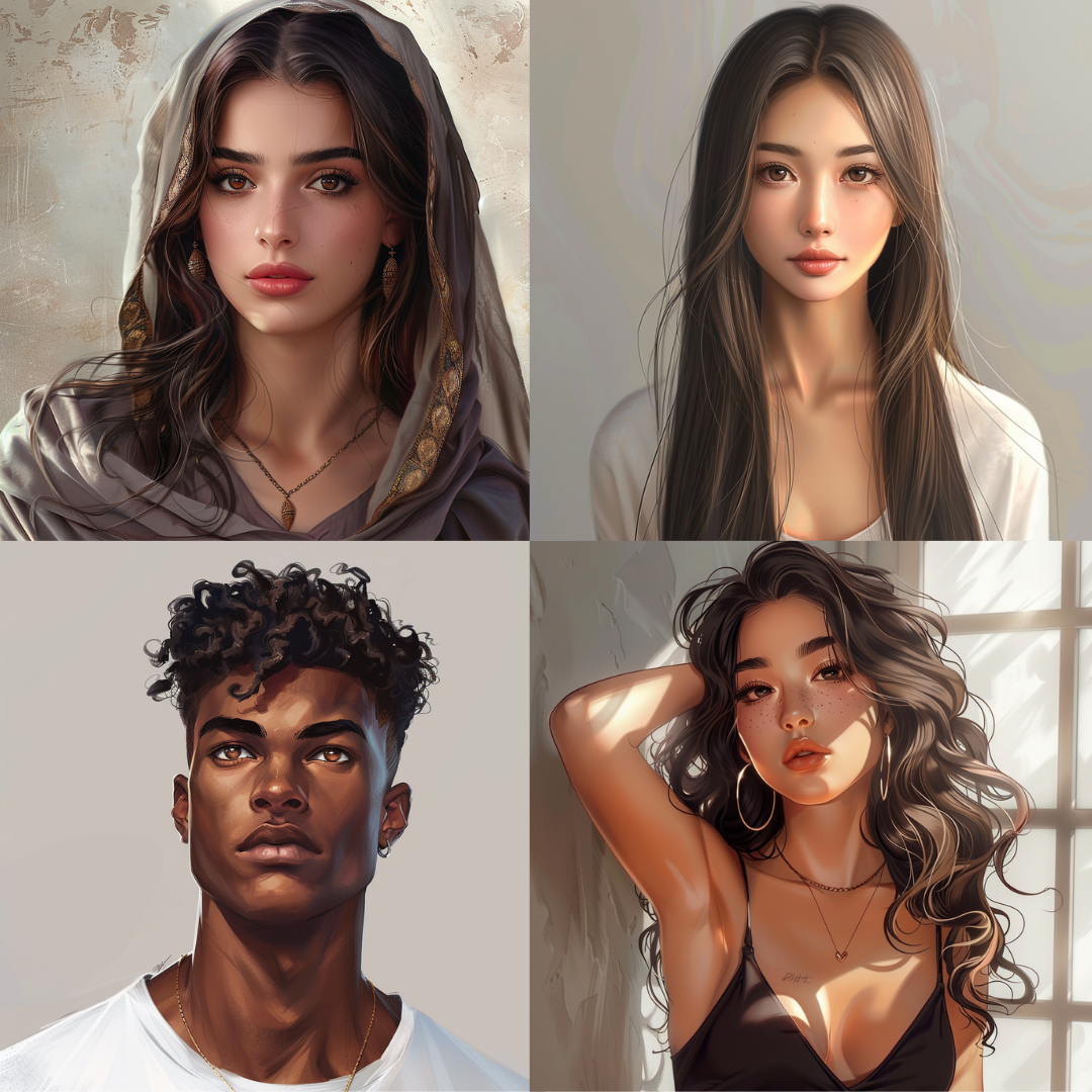 Expressive and Artistic Portraits AI MidJourney Image Prompt, 8063