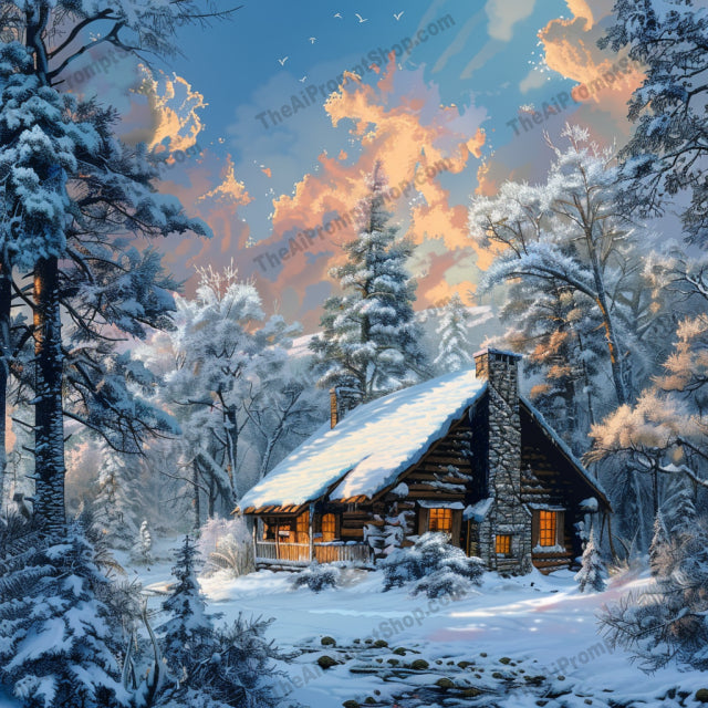 AI MidJourney Image Prompt, Winter's Warm Glow, 4719