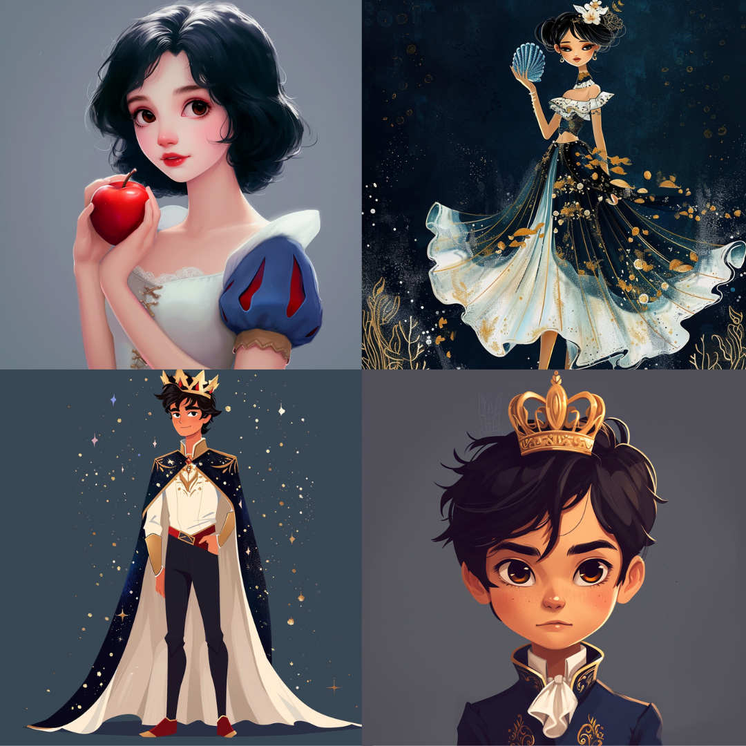 Royal Fairy Tales AI MidJourney Image Prompt, Character Art, 4208Charming princes, chat gpt, chat gpt prompts, chatgpt, chatgpt prompts, Classic fables, Dreamy narratives, Enchanted royalty, Enchanting princesses, Fairy tale whimsy, Fantasy kingdom, Magical realms, midjourney, Mystical allure, Noble beauty, Regal elegance, Royal splendor, Storybook charm, Timeless tales, Youthful monarchs