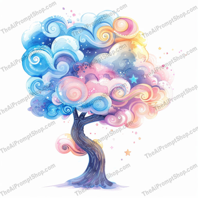 Artistic Fantasy Trees AI MidJourney Image Prompt, 8792 Animals, midjourney, fantasy, tree, artistic, whimsical, clouds, heart-shaped leaves, watercolor, stars, bubbles, vibrant, colors, imaginative, dreamy, magical, enchanting, creative, nature, art, design, mystical, Midjourney, Ai, Ai Image Prompt, Image Prompt, Prompt