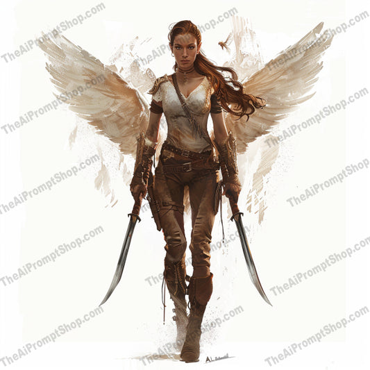Epic Angel Warriors AI MidJourney Image Prompt, 9549 Character Art, midjourney, angel, warrior, fantasy, armor, wings, divine, epic, majestic, battle, sword, magic, heavenly, heroic, swordswoman, knight, celestial, red, blue, purple, white, Midjourney, Ai, Ai Image Prompt, Image Prompt, Prompt