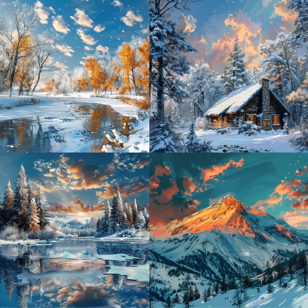 AI MidJourney Image Prompt, Winter's Warm Glow, 4719