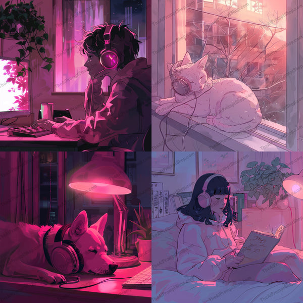 Cozy evening vibes illustration in a anime style created from an AI image prompt.