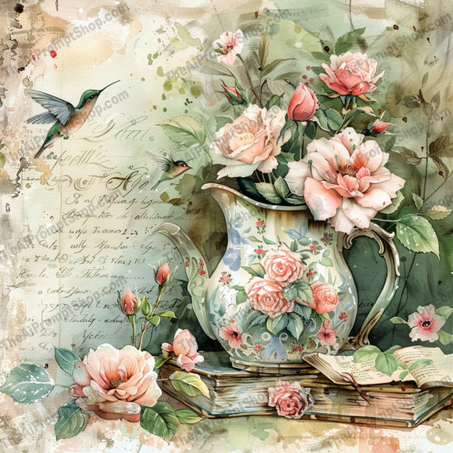 Vintage Floral Artwork AI MidJourney Image Prompt, 8239