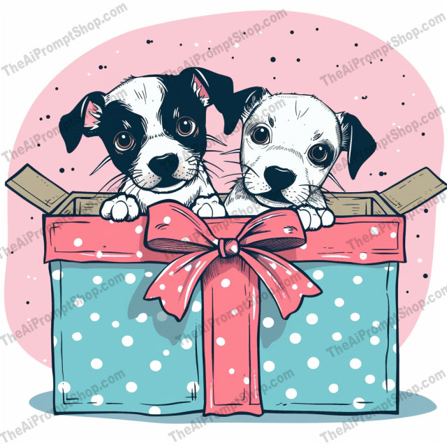 Adorable Baby Animals in Gift Boxes AI MidJourney Image Prompt, 9118 Animals, midjourney, baby animals, cute animals, gift boxes, dinosaurs, kittens, puppies, teddy bears, whimsical style, heartwarming, adorable, polka dots, pastel colors, illustration, cartoon art, animal illustration, sweet, playful, delightful, children's art, charming, Midjourney, Ai, Ai Image Prompt, Image Prompt, Prompt