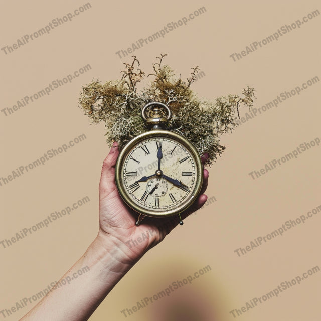 Surreal Hands Holding Objects AI MidJourney Image Prompt, 9011 Animation & Cartoons, midjourney, surreal, hands, objects, nature, technology, creative, artistic, imaginative, old clock, moss, golden leaf, camera lens, starry portal, book, flowers, holding objects, visual experience, unique items, blend nature technology, mesmerizing, Midjourney, Ai, Ai Image Prompt, Image Prompt, Prompt