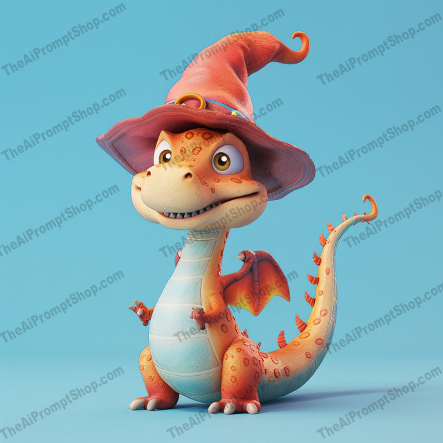Cute Character Artwork AI MidJourney Image Prompt, 9605 — This image features adorable and charming 3D character designs, showcasing a delightful dragon in a… — product preview image 1