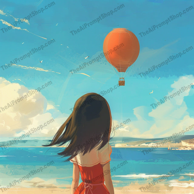 Children at the Beach AI MidJourney Image Prompt, 9614 — A vibrant, imaginative illustration showcasing children experiencing awe and wonder at the beach — product preview image 4