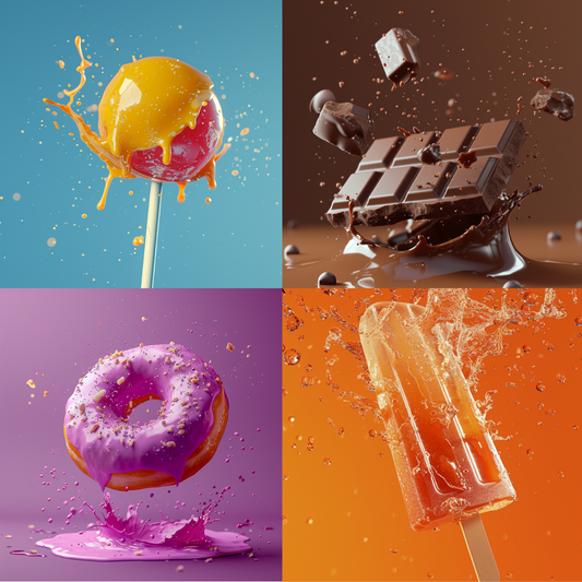 Dynamic Dessert Splash AI MidJourney Image Prompt, Food, 4294