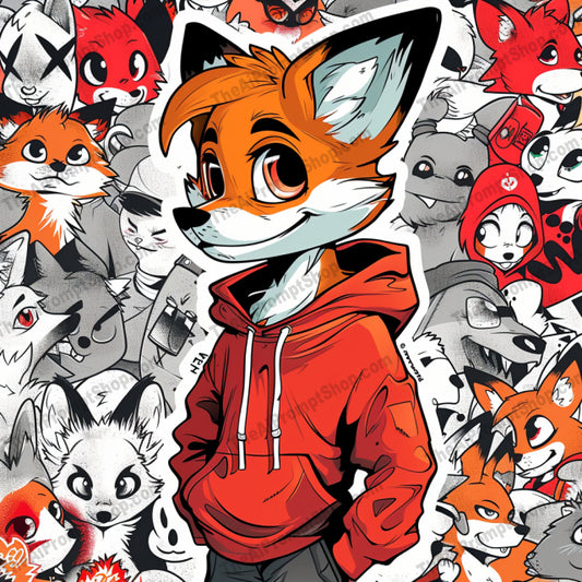 Cool Animals in Hoodies AI MidJourney Image Prompt, 8762 Animals, midjourney, anthropomorphic, animals, hoodies, cool style, graffiti, cartoon, fox, koala, raccoon, tiger, streetwear, urban, fashionable, artistic, vibrant, trendy, colorful, stylized, character design, illustration, Midjourney, Ai, Ai Image Prompt, Image Prompt, Prompt