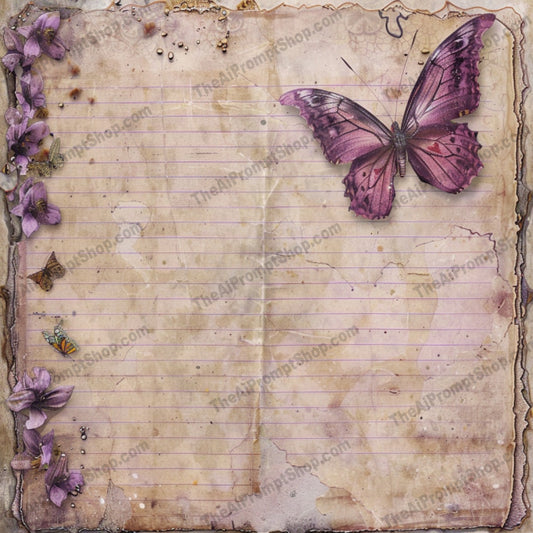 Vintage Journal Pages AI MidJourney Image Prompt, 9264 Patterns & Wallpapers, midjourney, vintage, journal, botanical, cosmic, parchment, butterfly, shells, fruits, stars, flowers, aged paper, ornate, antique, old paper, scrapbooking, retro, rustic, decorative, writing, stationery, Midjourney, Ai, Ai Image Prompt, Image Prompt, Prompt