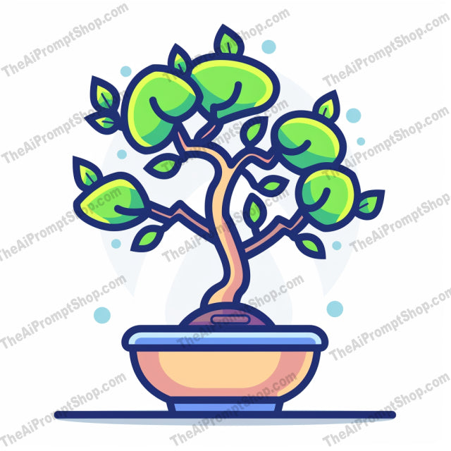 Vibrant Potted Plant Illustration AI MidJourney Image Prompt, 8174