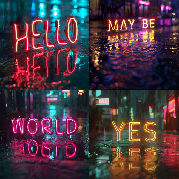 Neon light typography illustration in a fantasy style created from an AI image prompt.