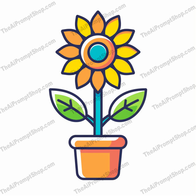 Vibrant Potted Plant Illustration AI MidJourney Image Prompt, 8174