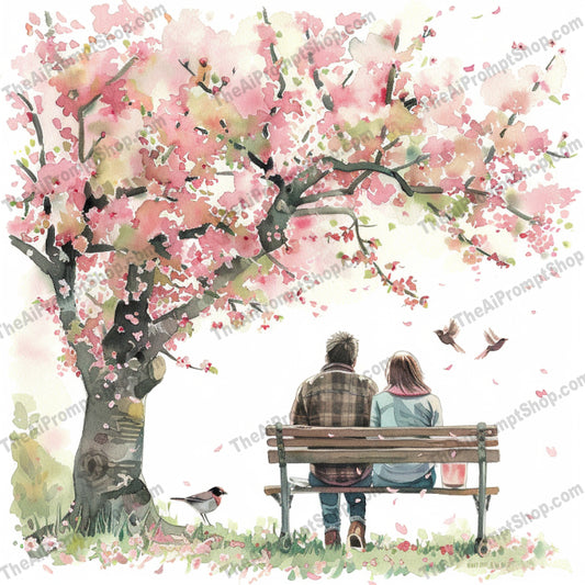 Serene Outdoor Moments AI MidJourney Image Prompt, 9341 Landscapes & Paintings, midjourney, watercolor, outdoor, nature, serene, peaceful, couples, friends, cherry blossom, tree shade, bicycles, gardens, relaxing, picnic, flowers, patio, conversation, birds, spring, summer, leisure, Midjourney, Ai, Ai Image Prompt, Image Prompt, Prompt