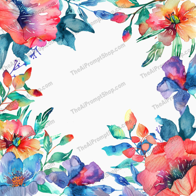 AI MidJourney Image Prompt, Floral Watercolor Wreath Collection, 4464