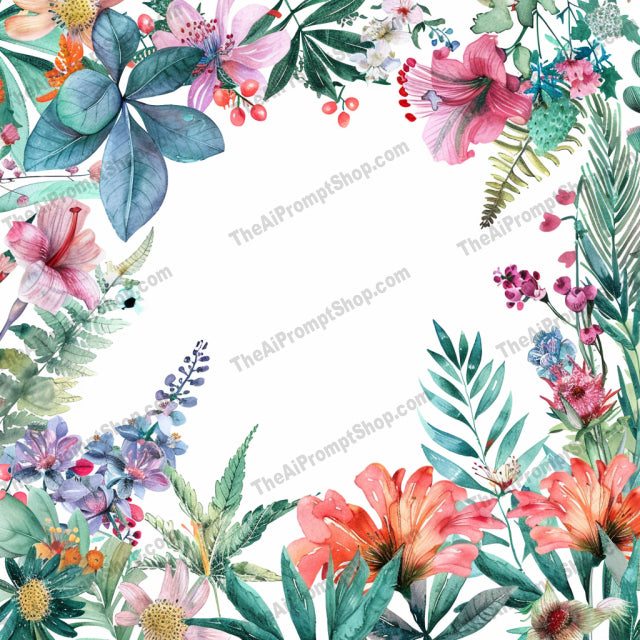 AI MidJourney Image Prompt, Floral Watercolor Wreath Collection, 4464