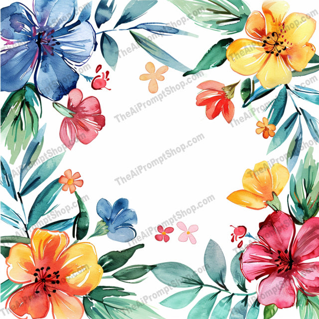 AI MidJourney Image Prompt, Floral Watercolor Wreath Collection, 4464