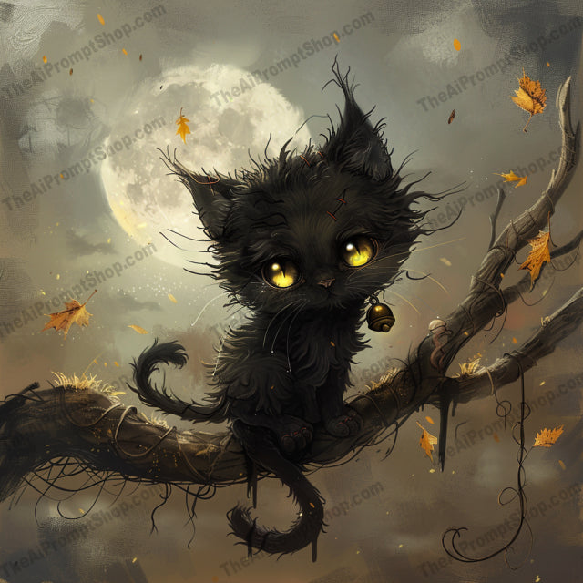 Whimsical Creepy Characters AI MidJourney Image Prompt, 9193 Scary & Horror, midjourney, whimsical, creepy, dark fantasy, eerie, charming, spooky, illustrations, characters, nightmare, artistic, black cat, rag doll, scarecrow, moonlit, candles, autumn leaves, enchanted, handmade, halloween, children's book, oddities, fantastical, surreal, Midjourney, Ai, Ai Image Prompt, Image Prompt, Prompt