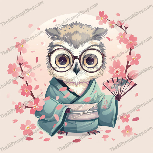 Cute Animal Characters with Cherry Blossoms AI MidJourney Image Prompt, 8440