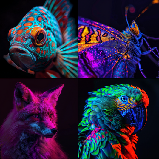 Vibrant Neon Animals AI MidJourney Image Prompt, 9371