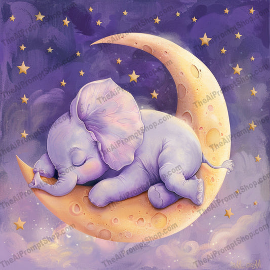 Sleeping Animals on Moon AI MidJourney Image Prompt, 9650 Animals, midjourney, cute, animals, baby animals, sleeping, moon, crescent moon, stars, night sky, dreamy, nursery, children's decor, elephant, fox, koala, panda, whimsical, peaceful, illustration, art, decor, baby room, Midjourney, Ai, Ai Image Prompt, Image Prompt, Prompt