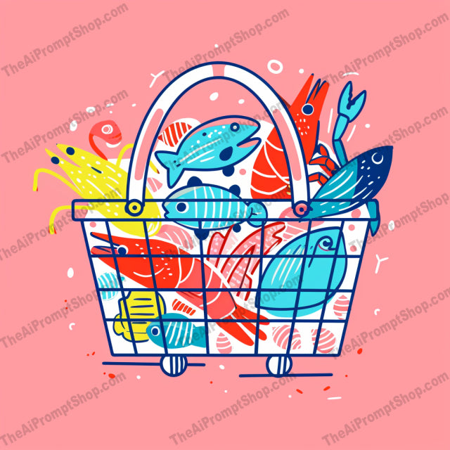 Hand-drawn Grocery Basket AI MidJourney Image Prompt, 9036 Food, midjourney, hand-drawn, illustration, grocery basket, food items, colorful, cheerful, whimsical, artistic, culinary, vibrant colors, fresh, appealing, food illustration, basket of food, playful, art style, grocery shopping, market basket, food art, food collage, Midjourney, Ai, Ai Image Prompt, Image Prompt, Prompt