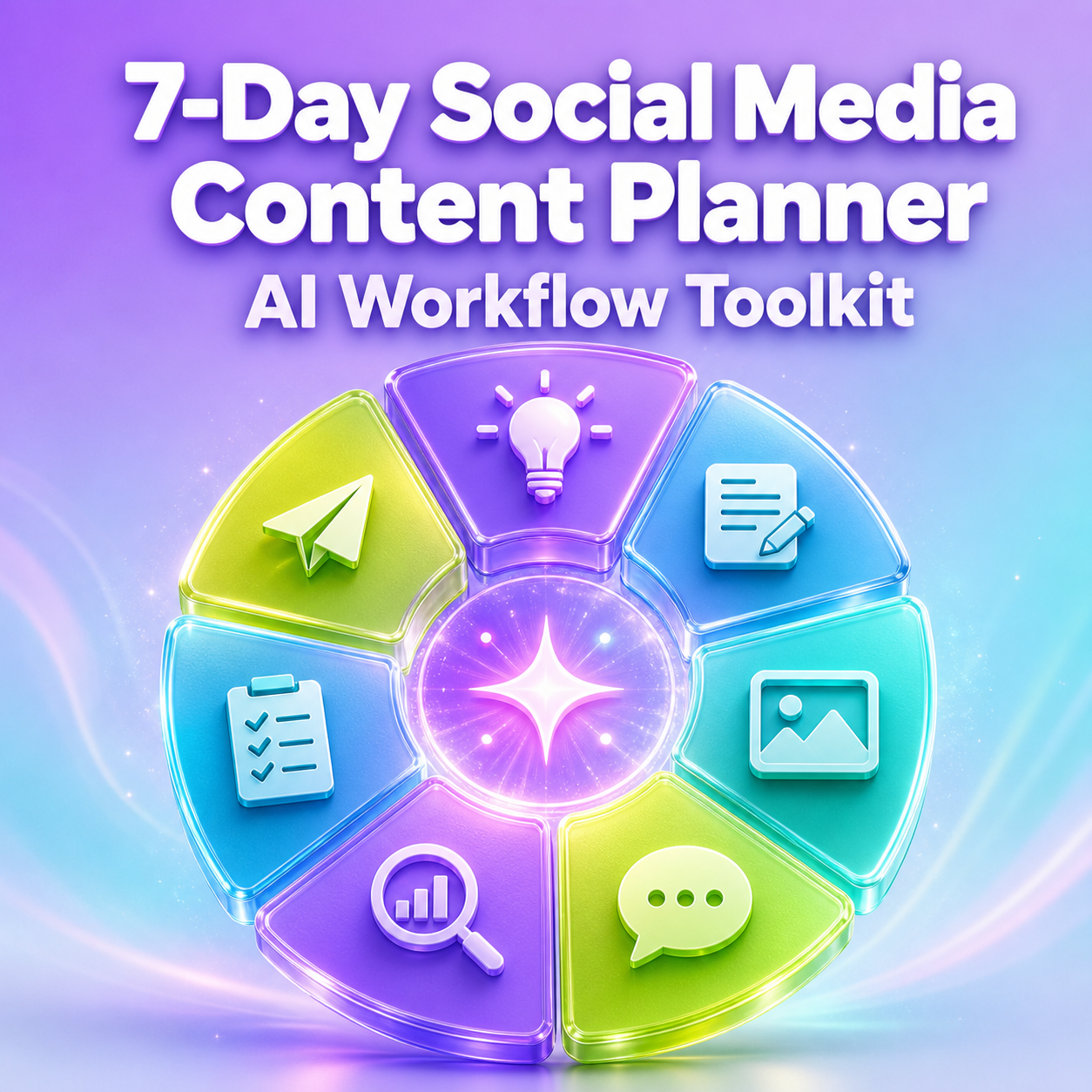 7-Day Social Media Content Planner cover showing a seven-part content planning wheel.
