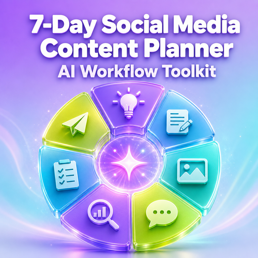 7-Day Social Media Content Planner cover showing a seven-part content planning wheel.