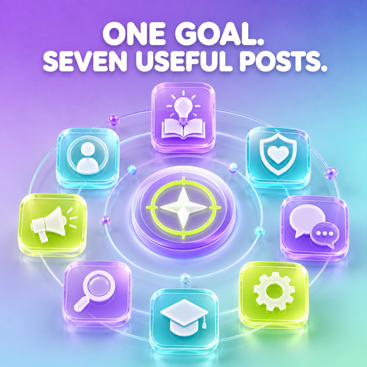Seven social content ideas organized around one weekly communication goal.