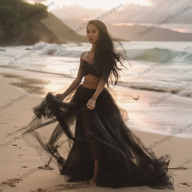 Ethereal Beach Fashion AI MidJourney Image Prompt, 9097 Landscapes & Paintings, midjourney, beach fashion, ethereal, elegant, graceful, flowy dresses, coastal style, dreamy, serene, tranquil, beautiful, summer fashion, chic, bohemian, ocean, seaside, model, artistic, romantic, sunset, nature, Midjourney, Ai, Ai Image Prompt, Image Prompt, Prompt