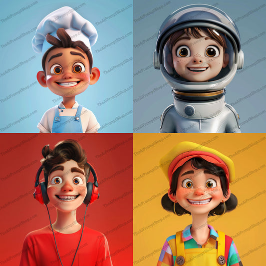 Character Art Illustrations AI MidJourney Image Prompt, 9429 Character Art, midjourney, character, art, illustration, chef, astronaut, painter, cartoon, vibrant, detailed, colorful, hat, shirt, profession, costume, outfit, gear, tools, headphones, creative, design, Midjourney, Ai, Ai Image Prompt, Image Prompt, Prompt