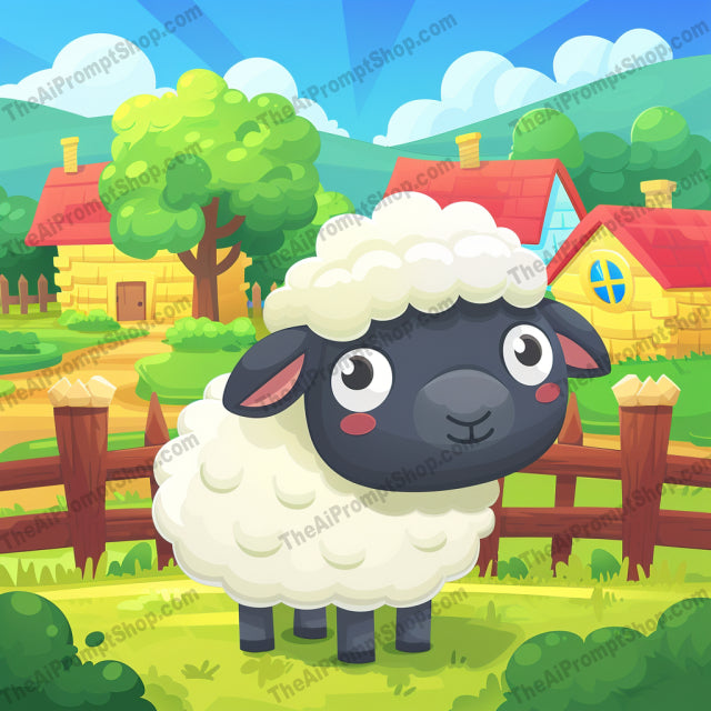 Farm Animal Illustration AI MidJourney Image Prompt, 9617 — A delightful illustration featuring a charming farm animal in a vibrant countryside setting — product preview image 1